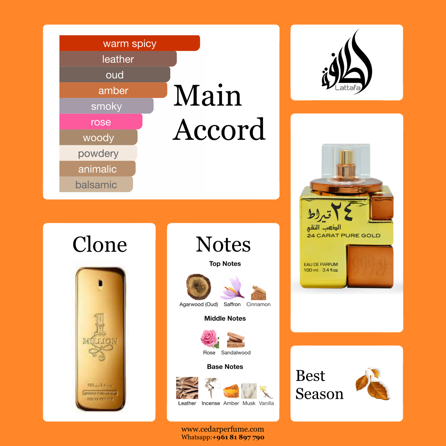 Lattafa 24 Carat Pure Gold - Paco Rabanne 1 Million Clone